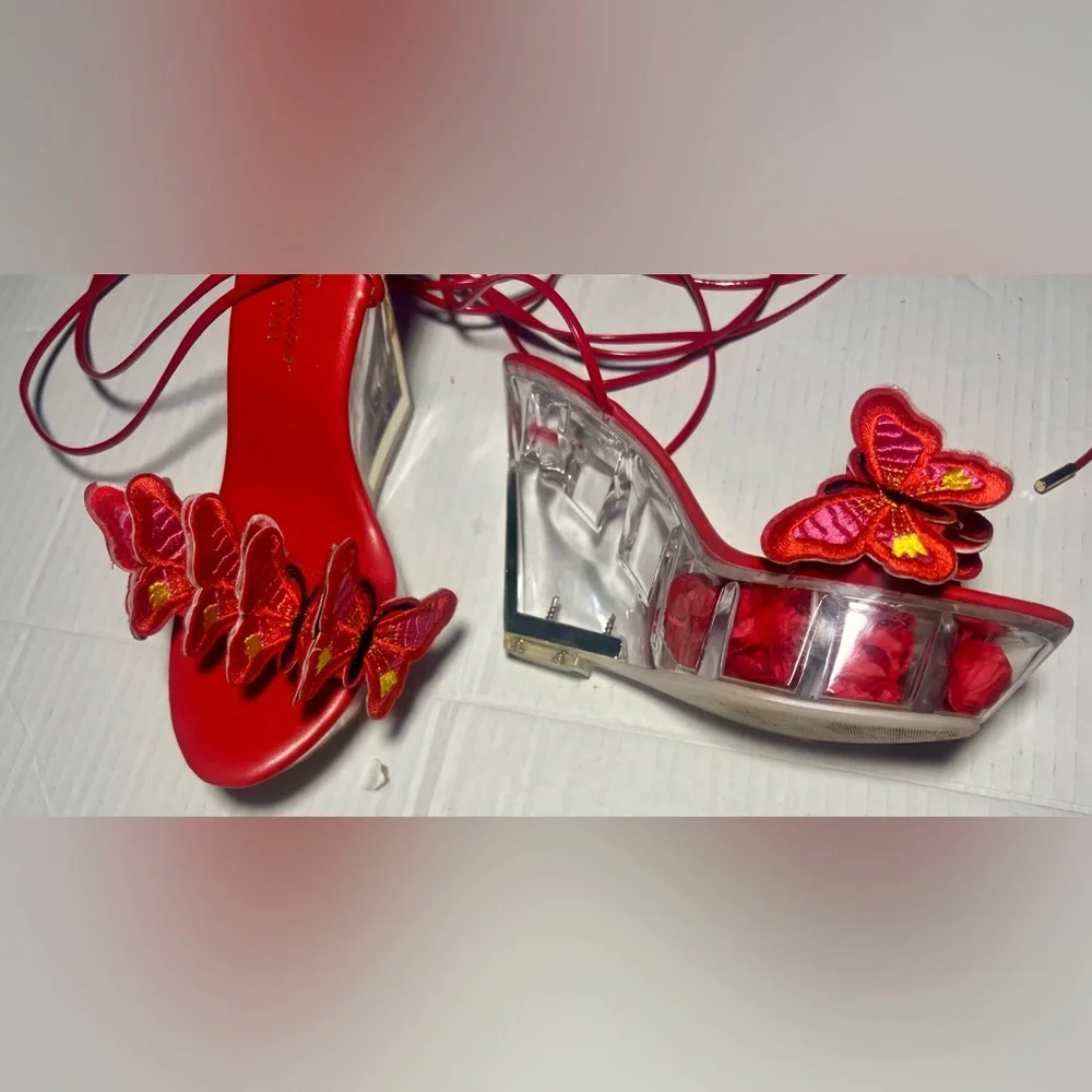 Women’s Red Butterfly Wedge Strappy Sandals